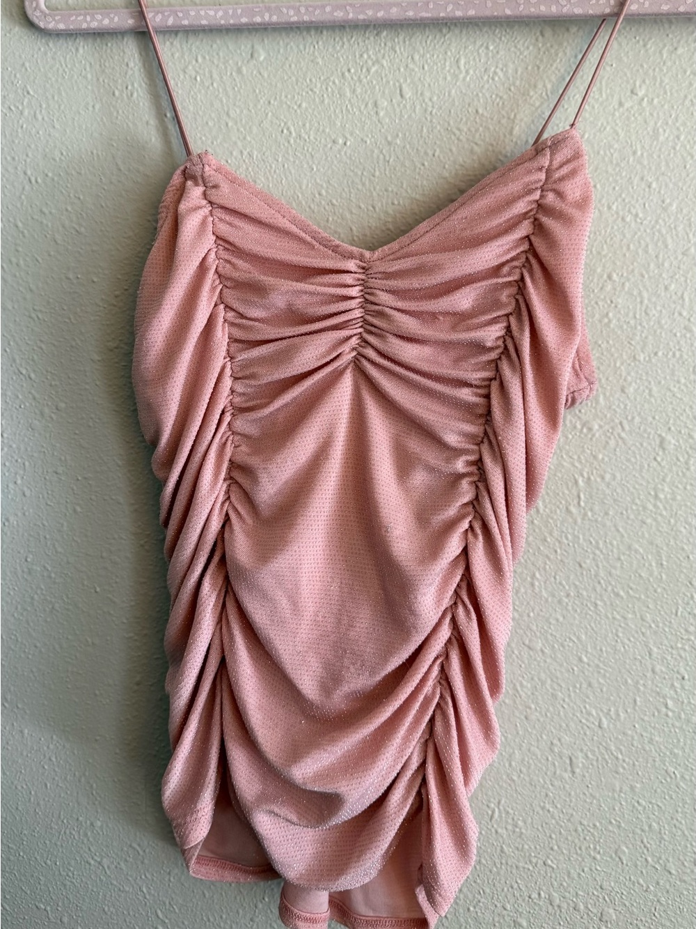 Ruched Blush Pink Spaghetti-Strap Camisole